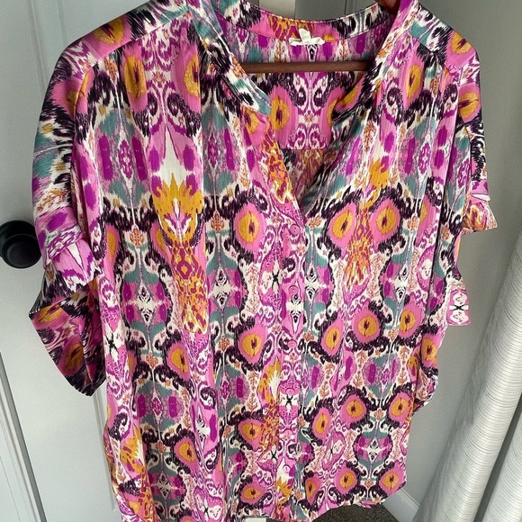 Jodifl Polyester Colorful Multicolor Lightweight Plus Size 2XL Blouse - Picture 7 of 8
